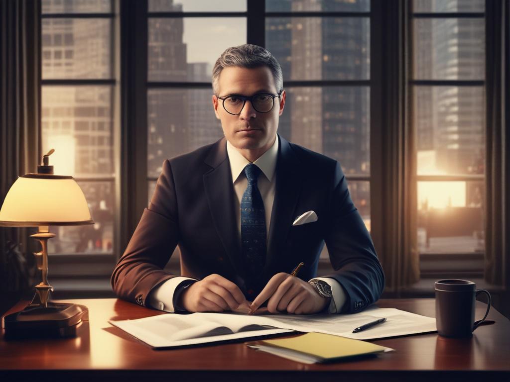 **Prompt for AI Image Generation:**

Create a realistic high-resolution photo that visually encapsulates the theme of "Mastering the Art of Closing Premium Deals." The composition should feature a single, confident business executive who exudes charisma and authority. This individual is dressed in a tailored, dark suit that conveys sophistication and power. Their posture should be upright and commanding, with one hand gesturing towards an imaginary deal, symbolizing the act of closing without pitching. 

Se