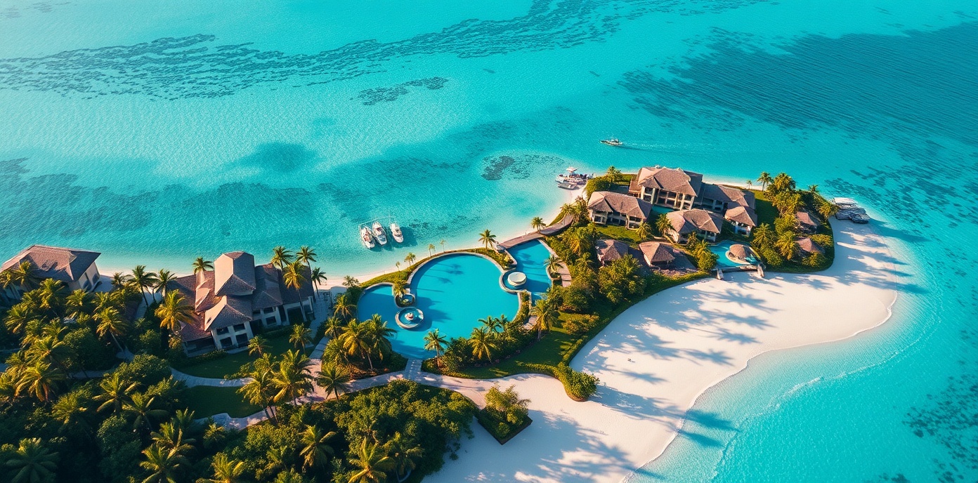 Aerial view of stunning tropical resort