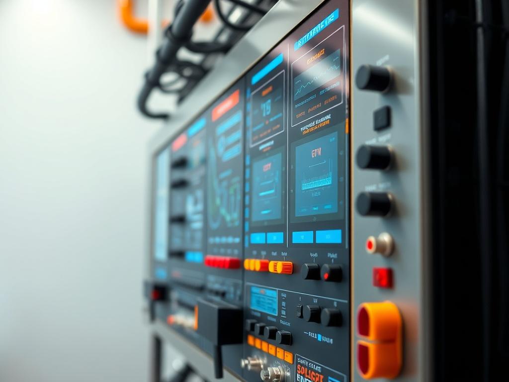 A hyper realistic close up shot of an industrial control