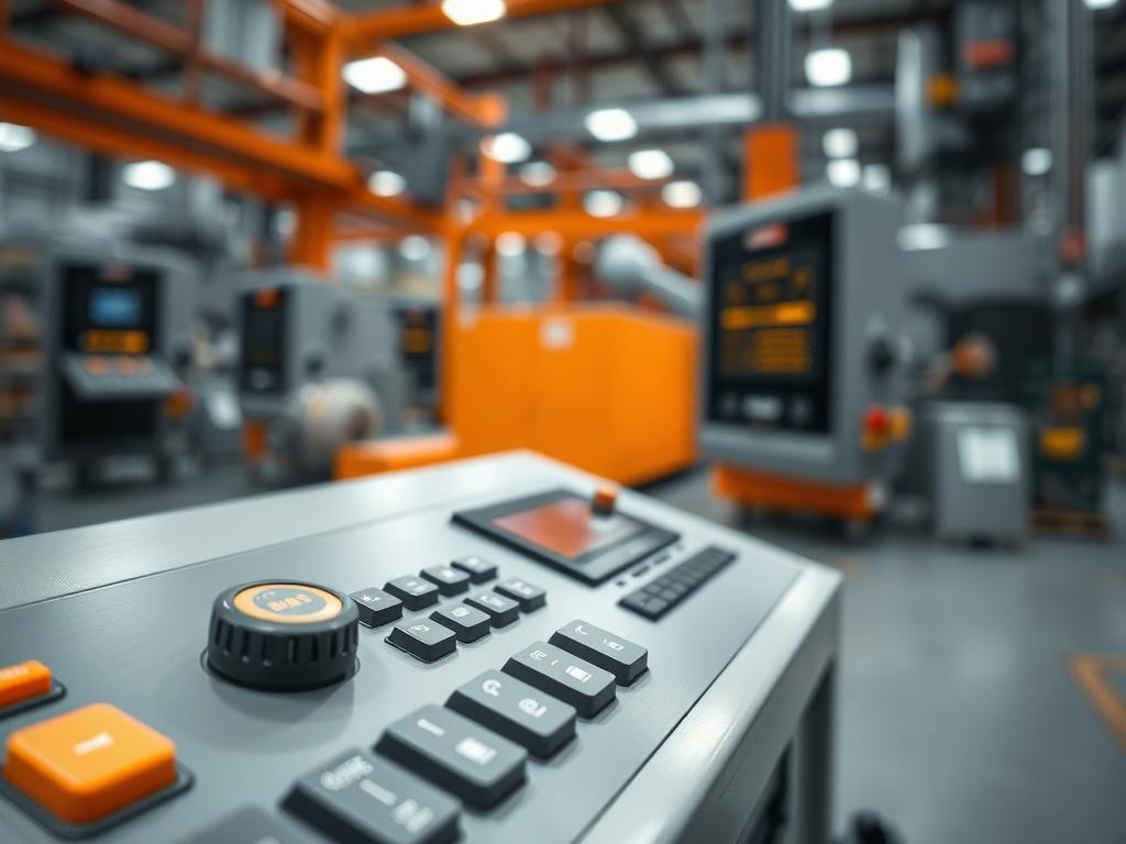 A close up shot of an industrial control system interface,