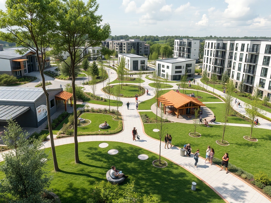 Modern community parks and recreational facilities with contemporary design and sustainable development