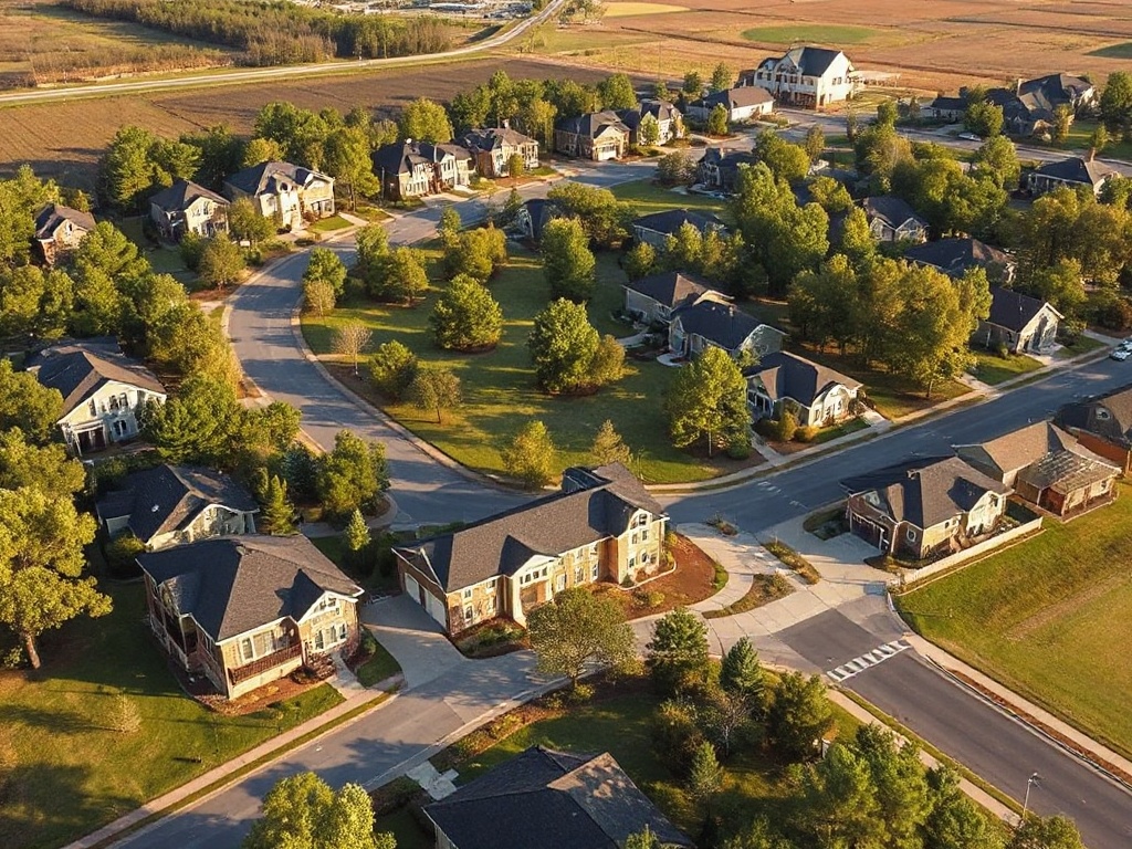 Mature special purpose district development with sophisticated architecture and planned infrastructure