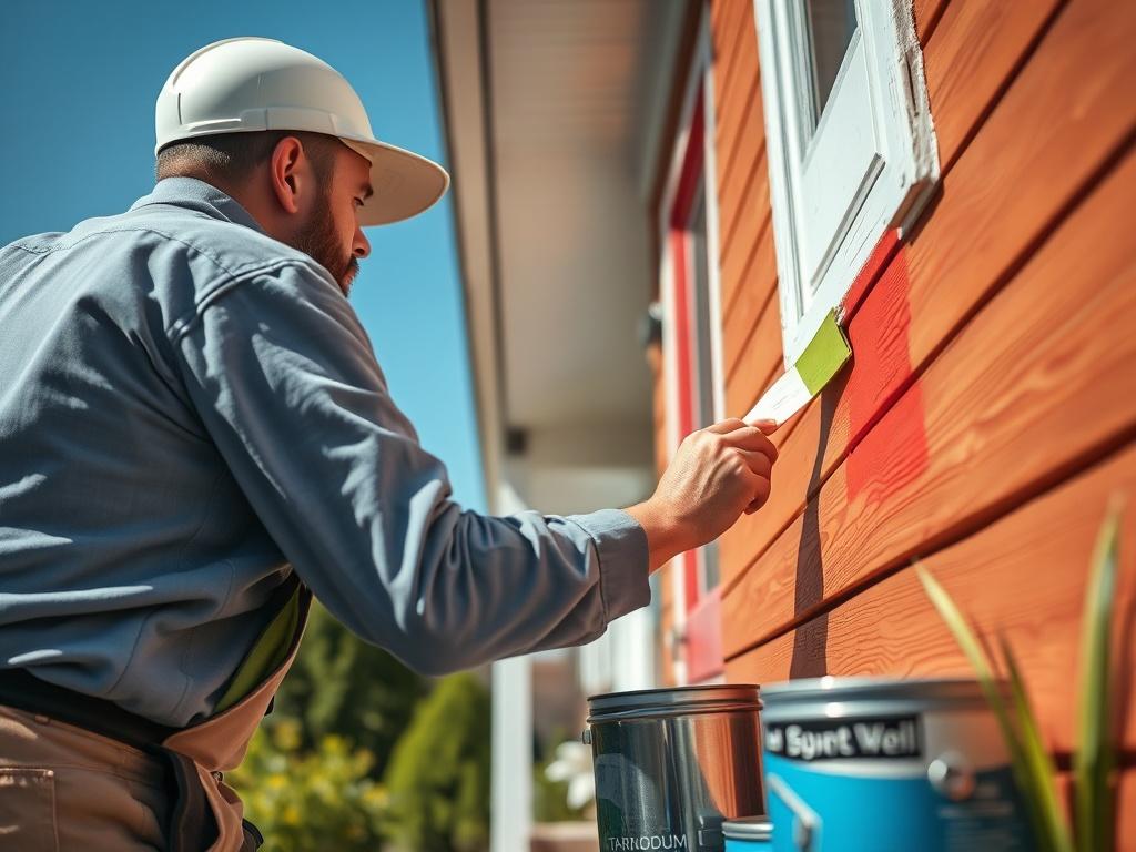 A close up shot of a professional painter working on