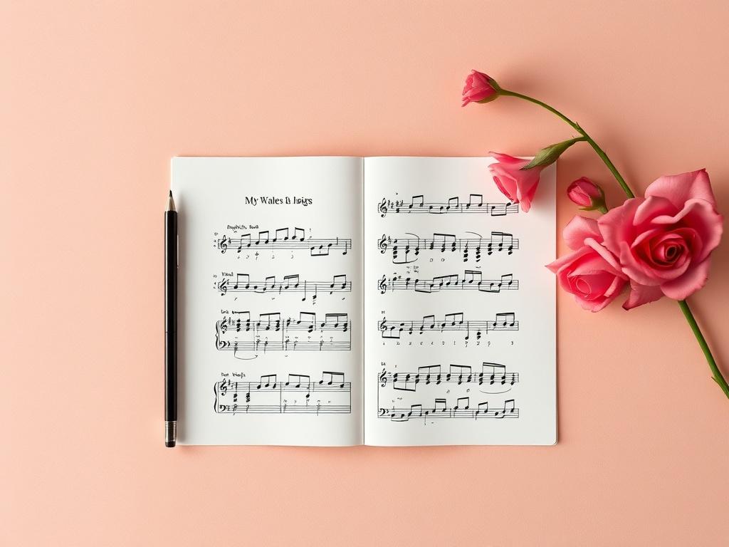 A minimalist image of a beautifully arranged sheet music page with musical notes and a clean layout, set against a soft background, highlighting the elegance of musical composition.