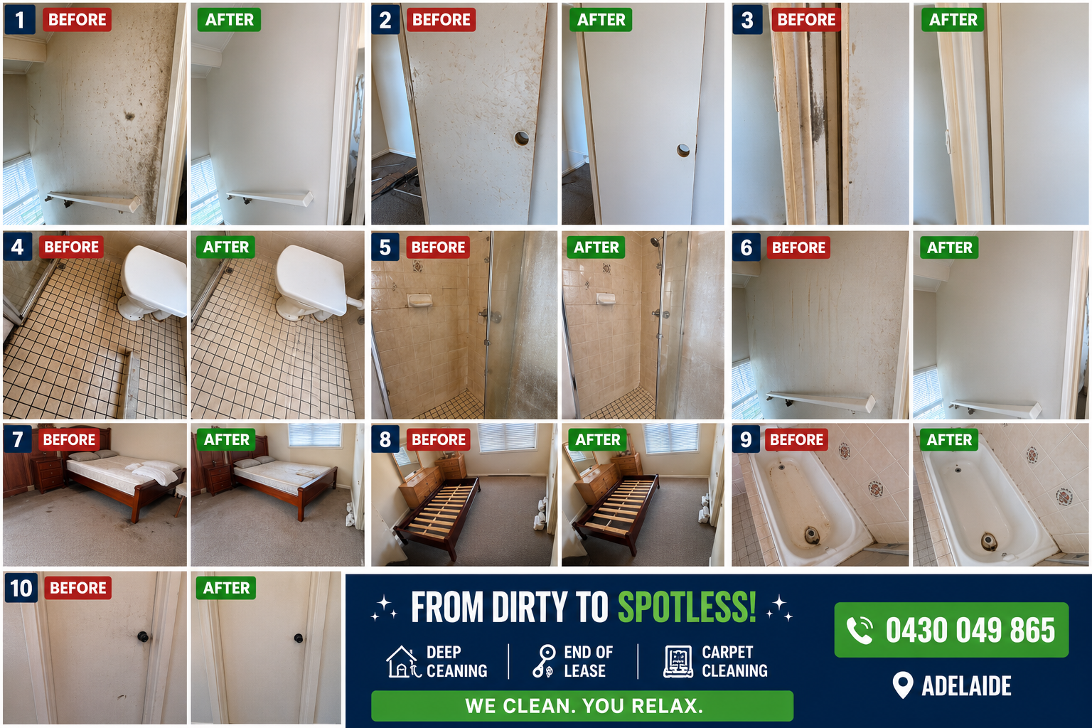 Rental property with marks and dirt before end-of-lease bond cleaning