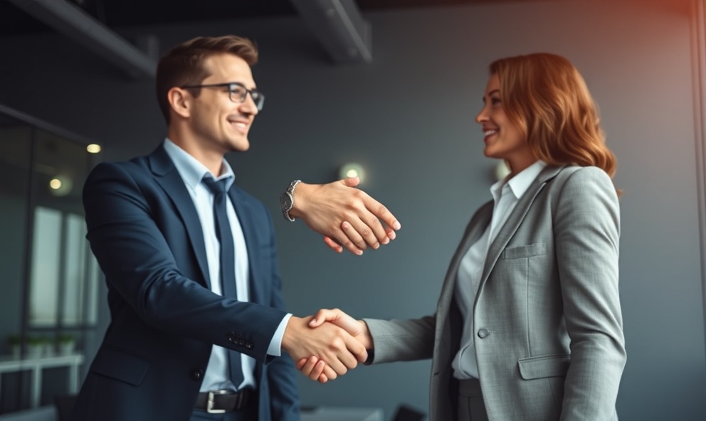 Business partnership handshake