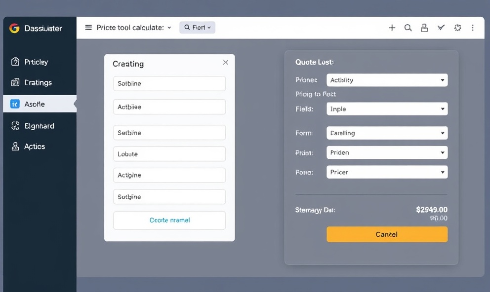 Quote calculator tool interface