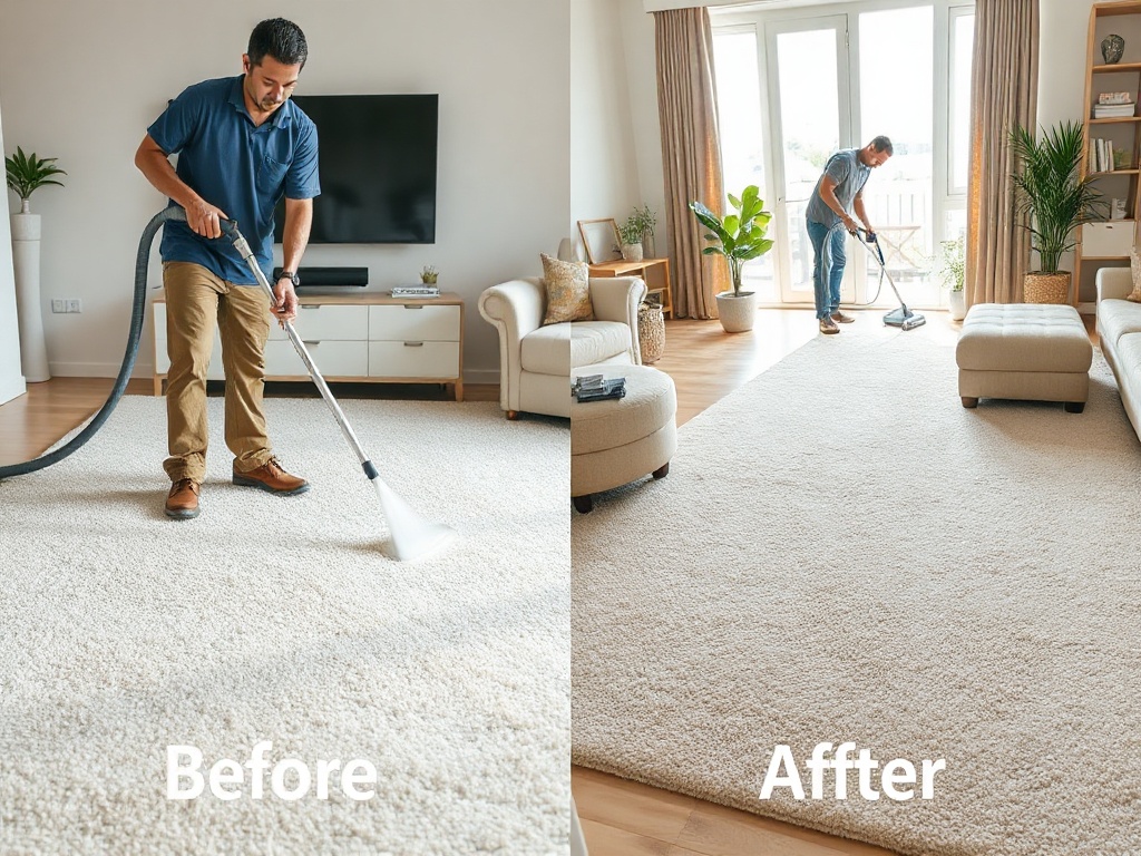 Professional carpet cleaning Adelaide - steam extraction cleaning a modern living room carpet to pristine condition