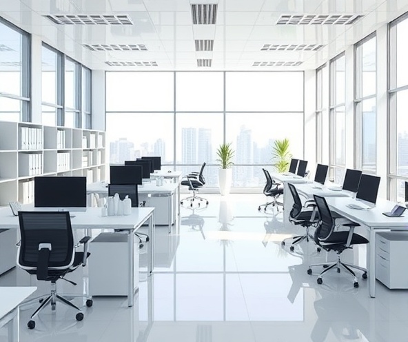 Pristine clean office workspace ready for work