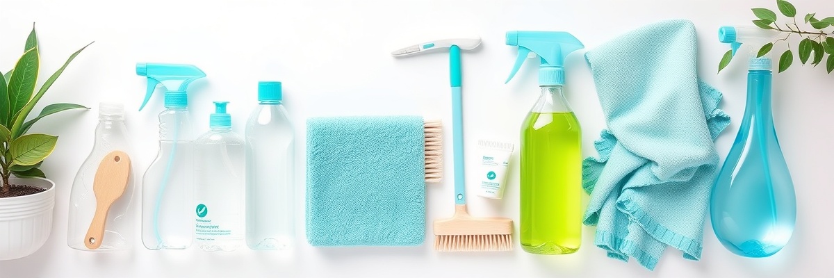 Professional cleaning supplies and organized cleaning tools