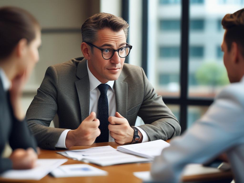 A close up shot of a financial consultant meeting with