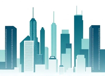 Modern cityscape with geometric representation of downtown buildings
