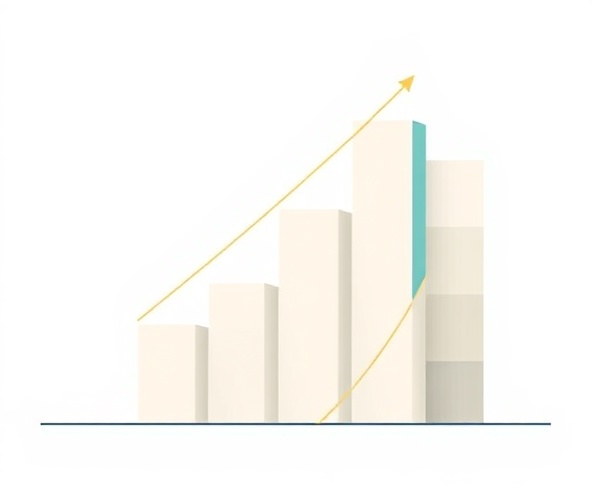 Abstract geometric illustration with rising bars and growth elements