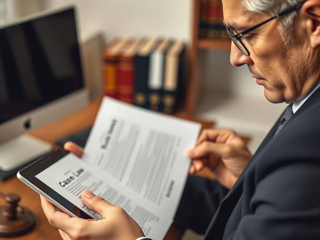 A hyper realistic close up of a legal professional examining