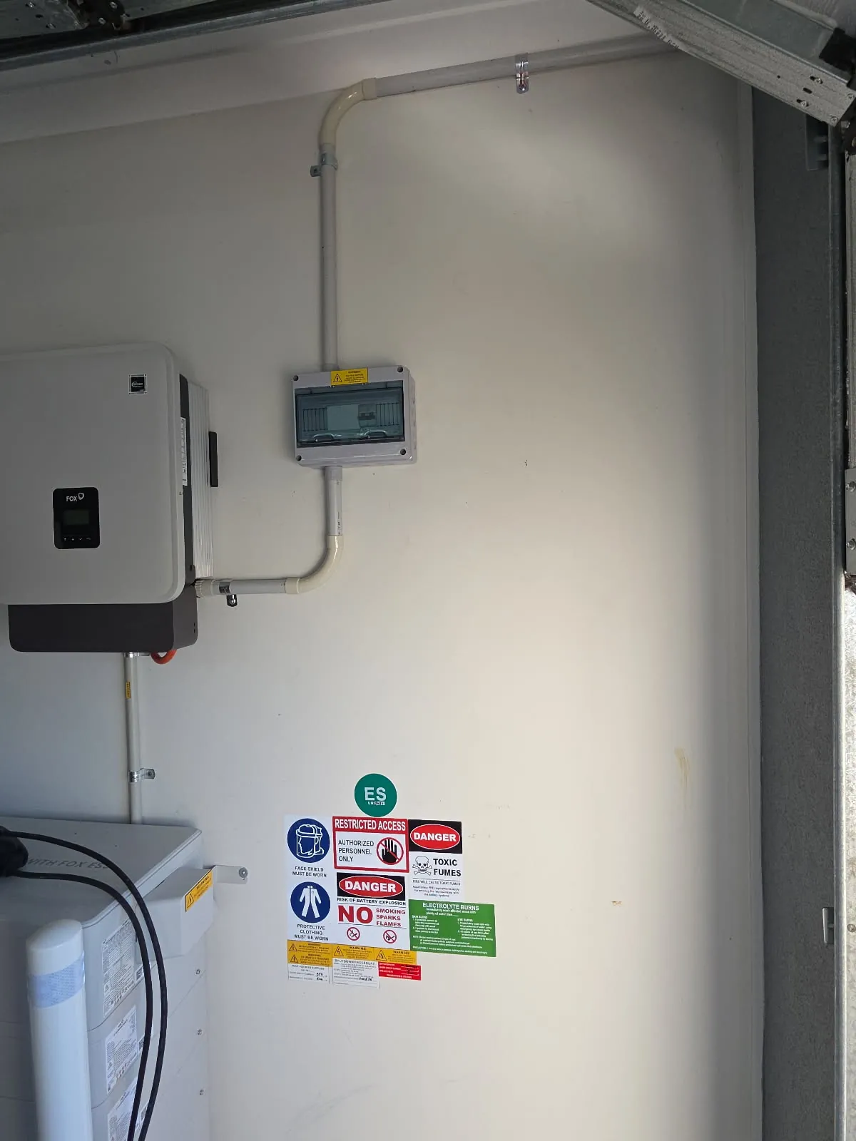 FoxESS inverter and battery installed in a Wyndham Vale garage