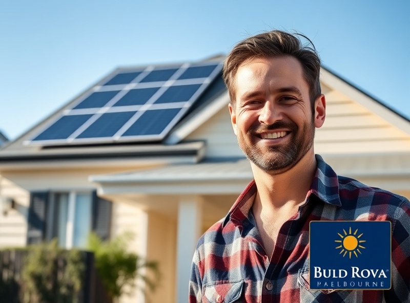 Happy homeowner with solar installation
