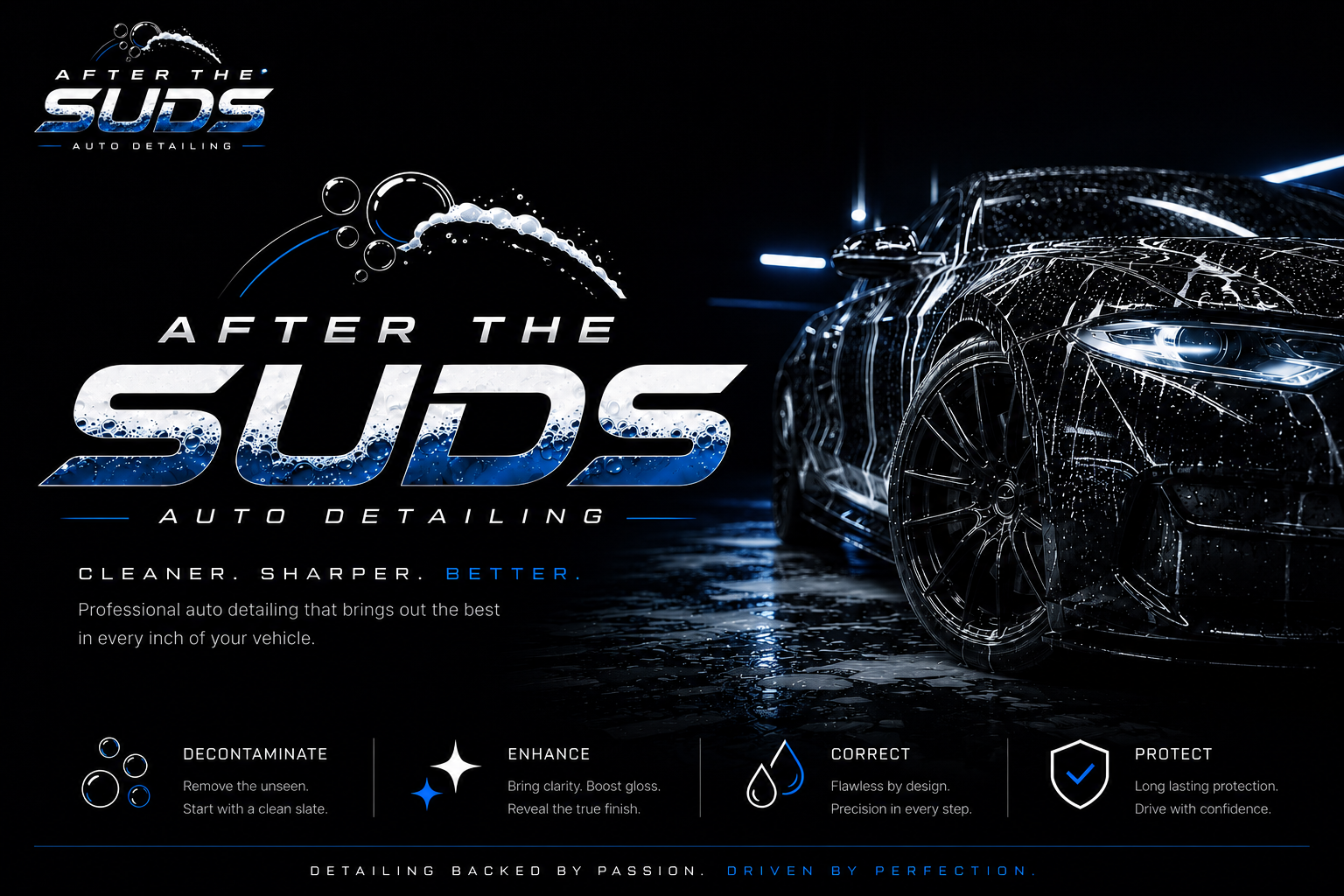 Professional auto detailing - glossy car surface