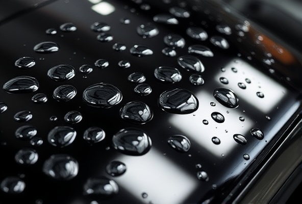 Water beading from ceramic coating protection