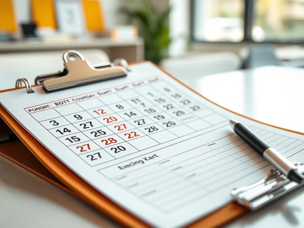 A close up shot of a calendar with delivery dates