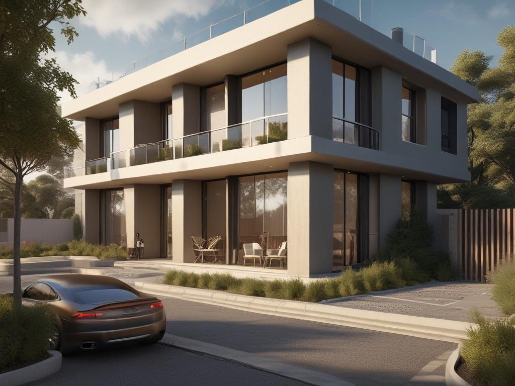 Create a hyper-realistic, high-resolution image that visually encapsulates the concept of a 1031 exchange in real estate. The composition should feature a single, focused subject: a confident, professional real estate investor in a smart business outfit, engaged in a conversation with a financial advisor over a laptop. This scenario should convey a sense of clarity and guidance, ideal for a beginner's guide.

Position the investor and financial advisor at a modern, sleek coffee table in a well-lit office se