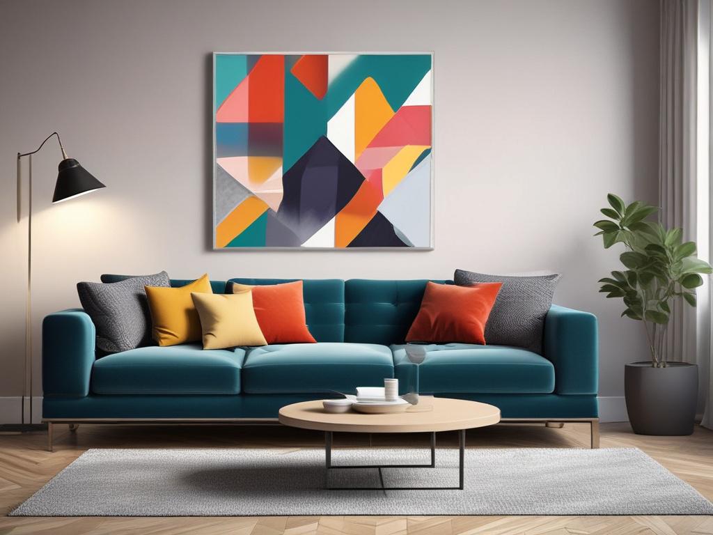 A highly detailed photorealistic image of contemporary wall art, featuring