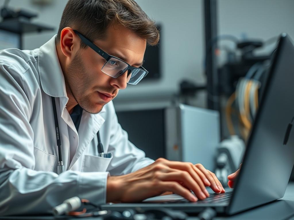 A close up shot of a technician performing a diagnostic