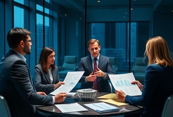 Business advisors discussing mergers and acquisitions