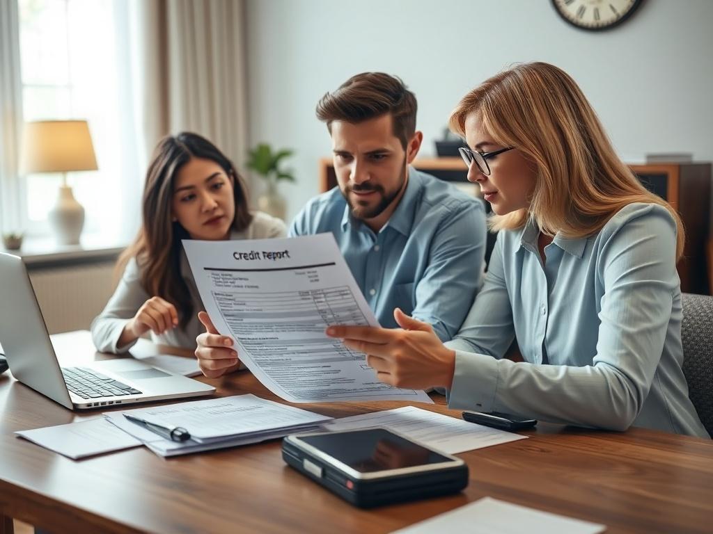A close up shot of a person reviewing their credit