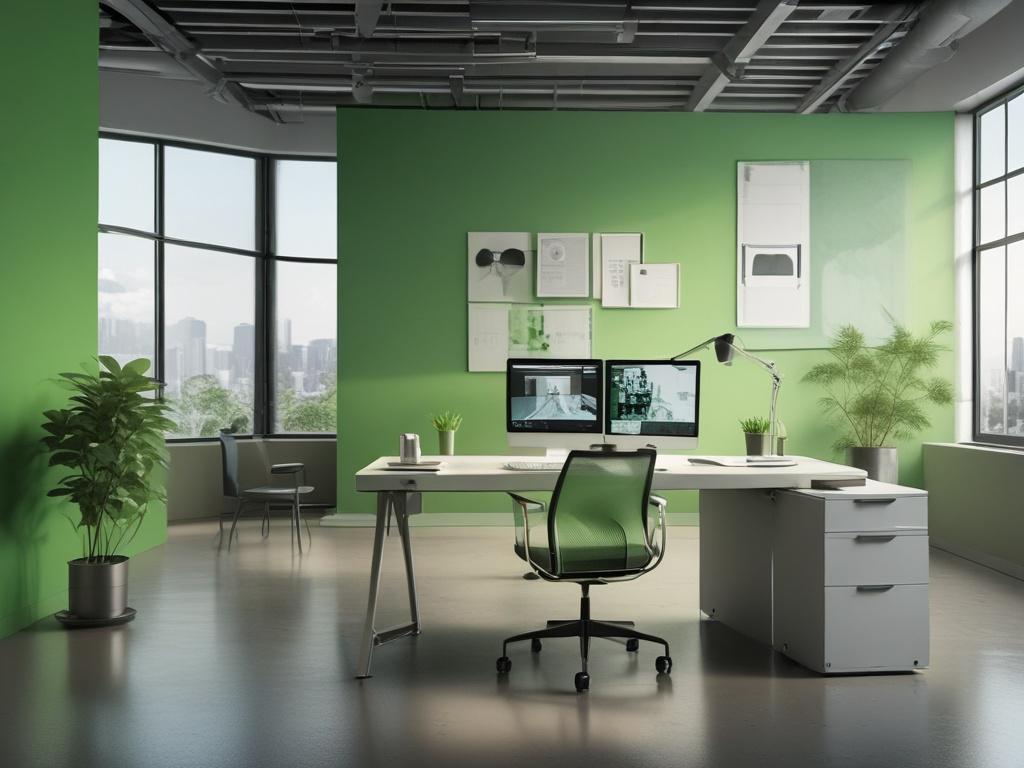 A clean and modern office environment with a single professional