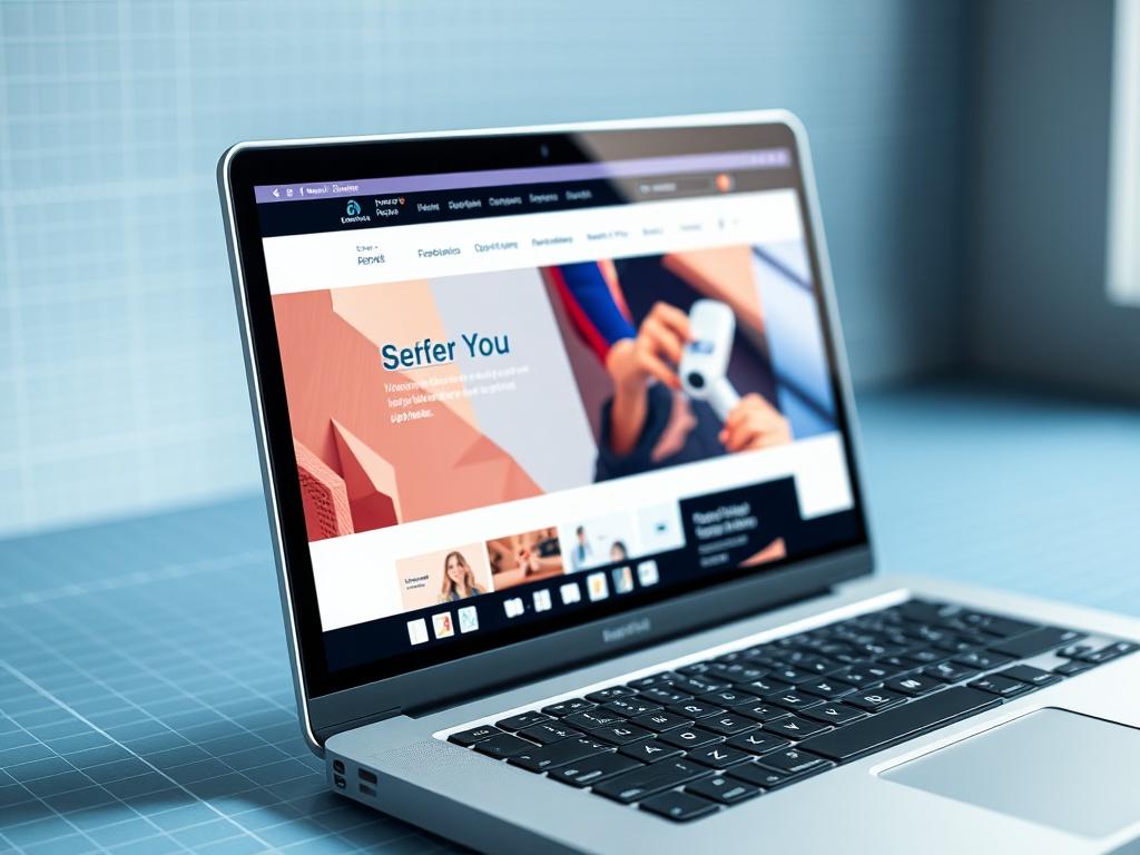 A hyper realistic, close up shot of a modern website