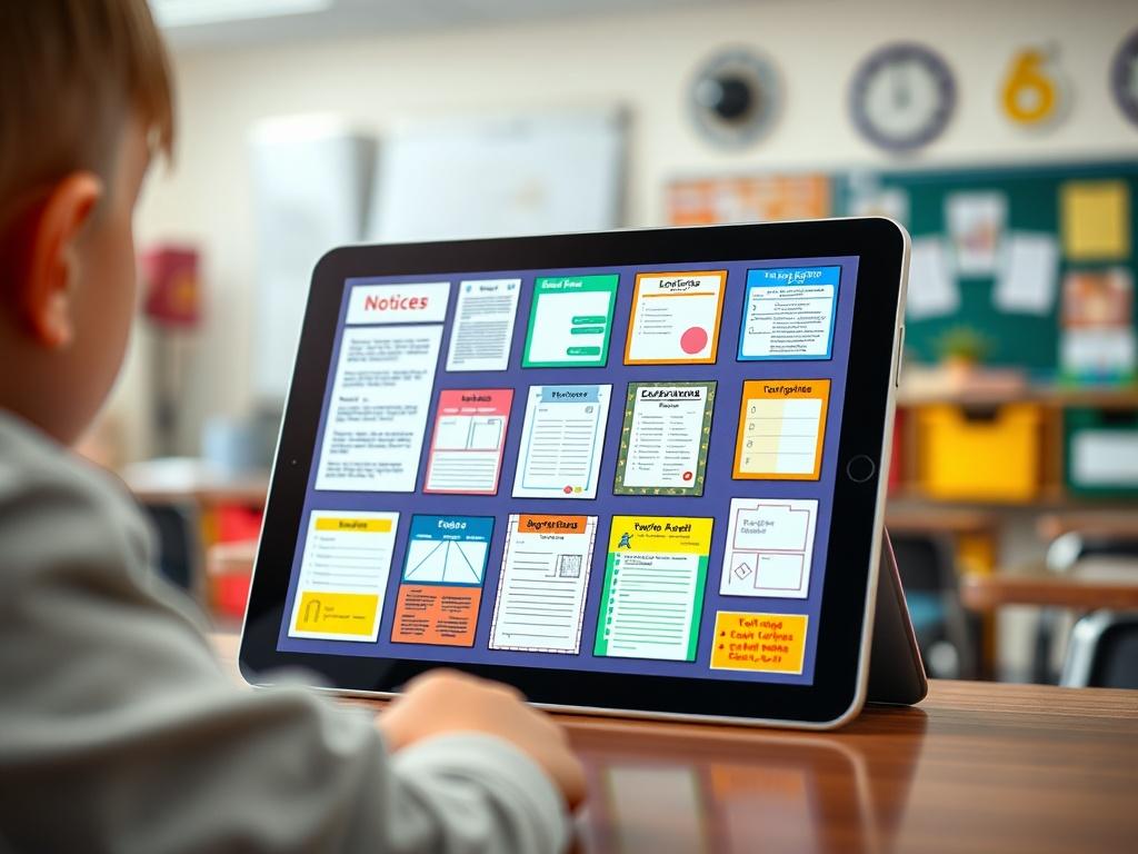 A dynamic display of various educational templates on a digital