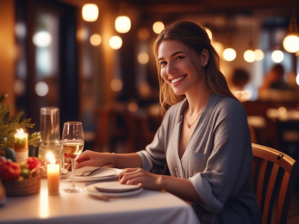 A lovely woman with a warm smile sitting at a