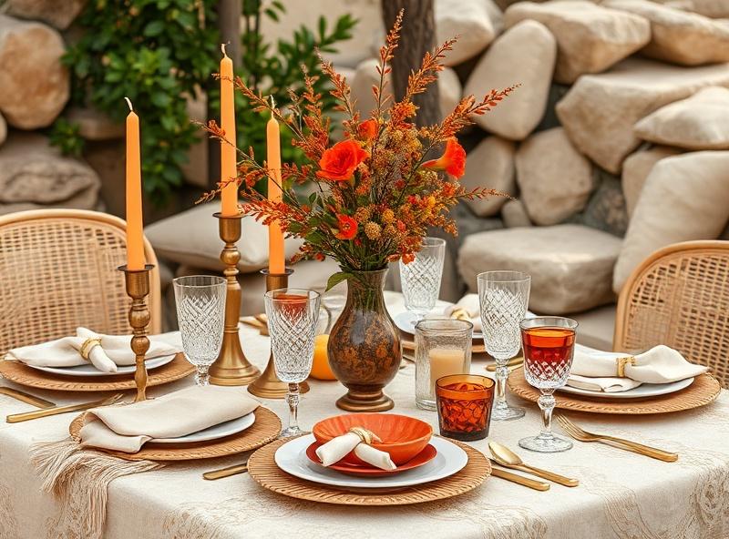 Tuscan Spice picnic style with warm orange and red tones