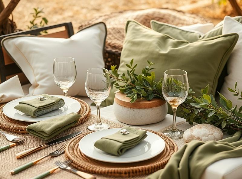 Olive and Sage picnic style with Greek Mediterranean aesthetic