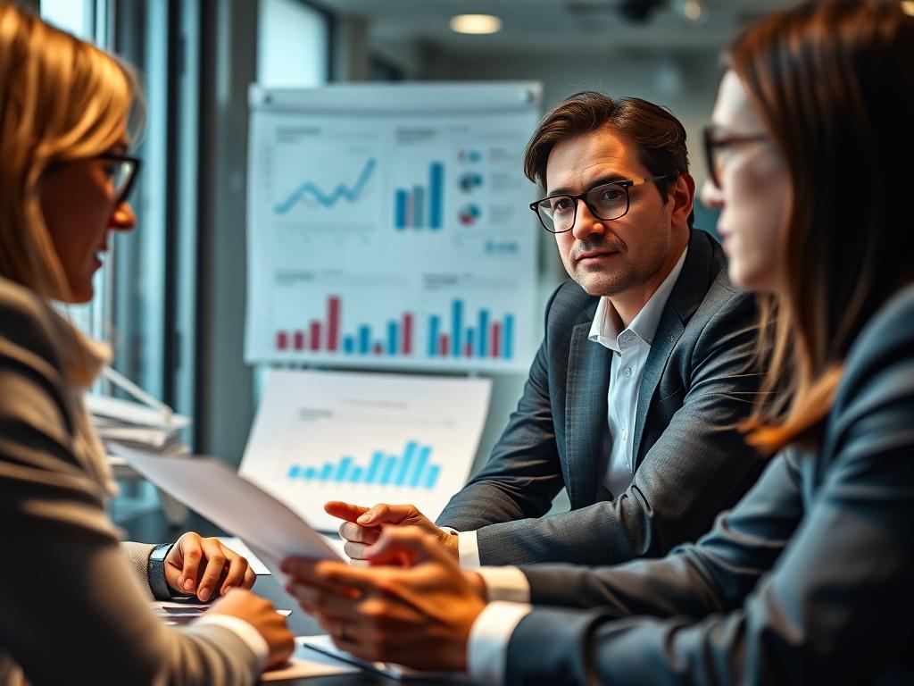 A focused shot of a consultant engaging in a discussion