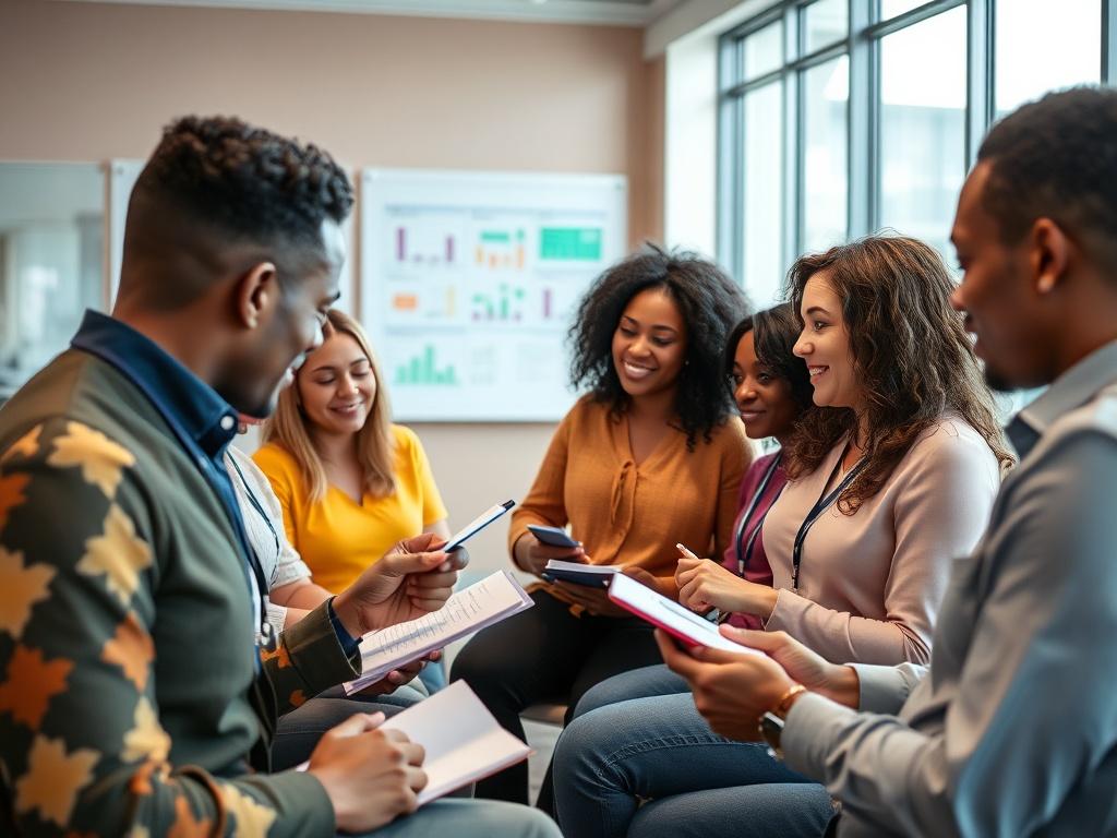 A vibrant close up image of a diverse group of