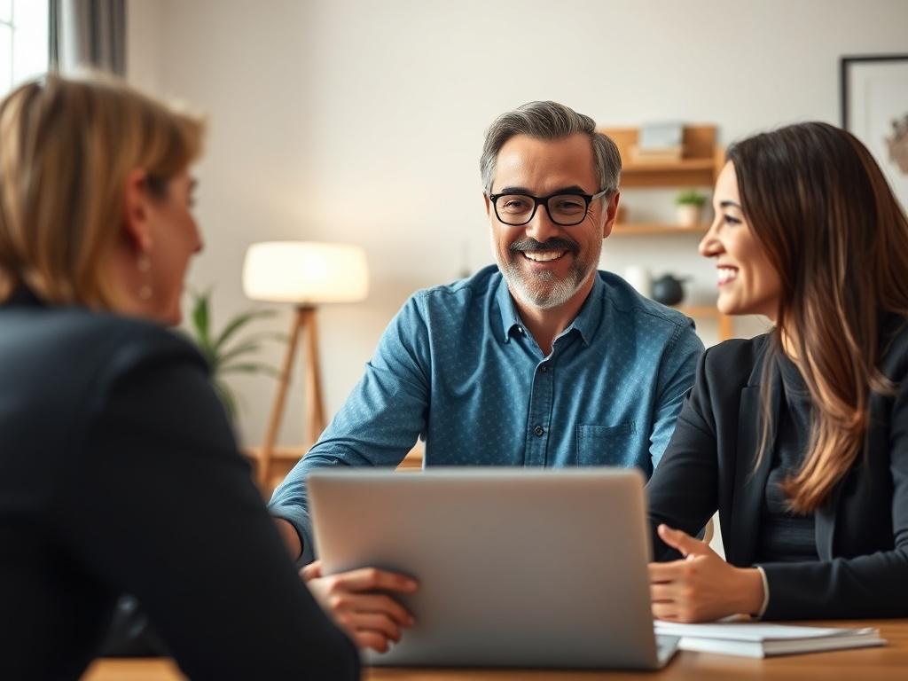 A close-up shot of a professional coaching session on a Zoom call, featuring a smiling coach and an engaged learner. The background is a well-lit home office setting, adding a personal touch to the coaching experience.