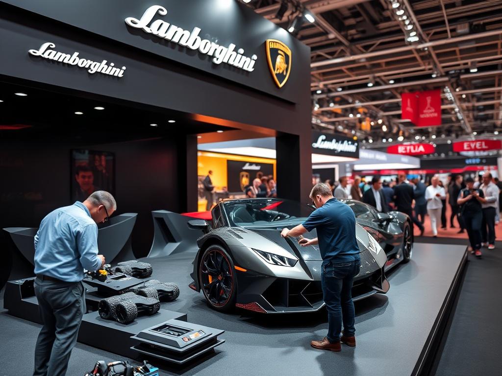 A hyper realistic close up shot of a striking Lamborghini