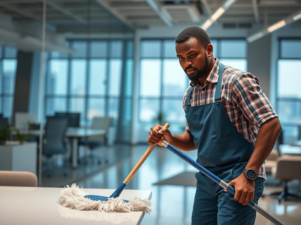 A close up shot of an African American male worker