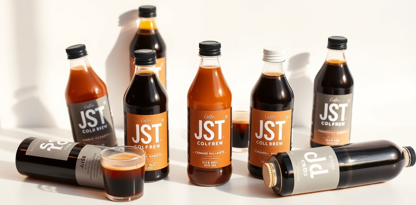 Premium JST Coffee bottles arrangement