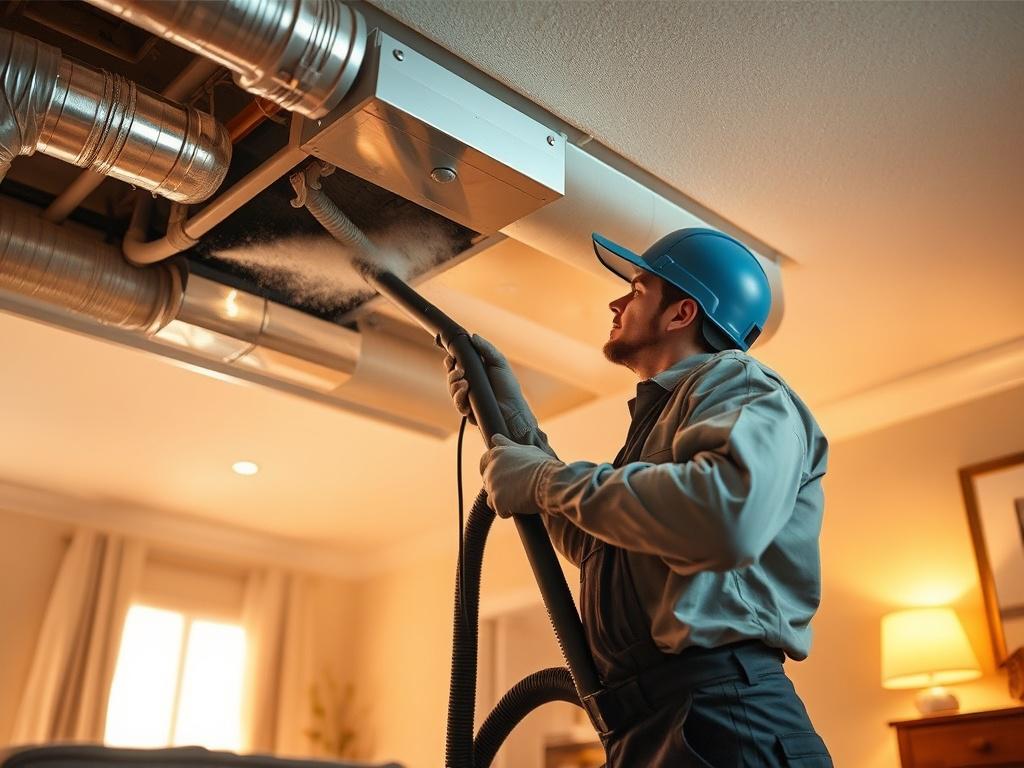 A technician using a high powered vacuum to clean air
