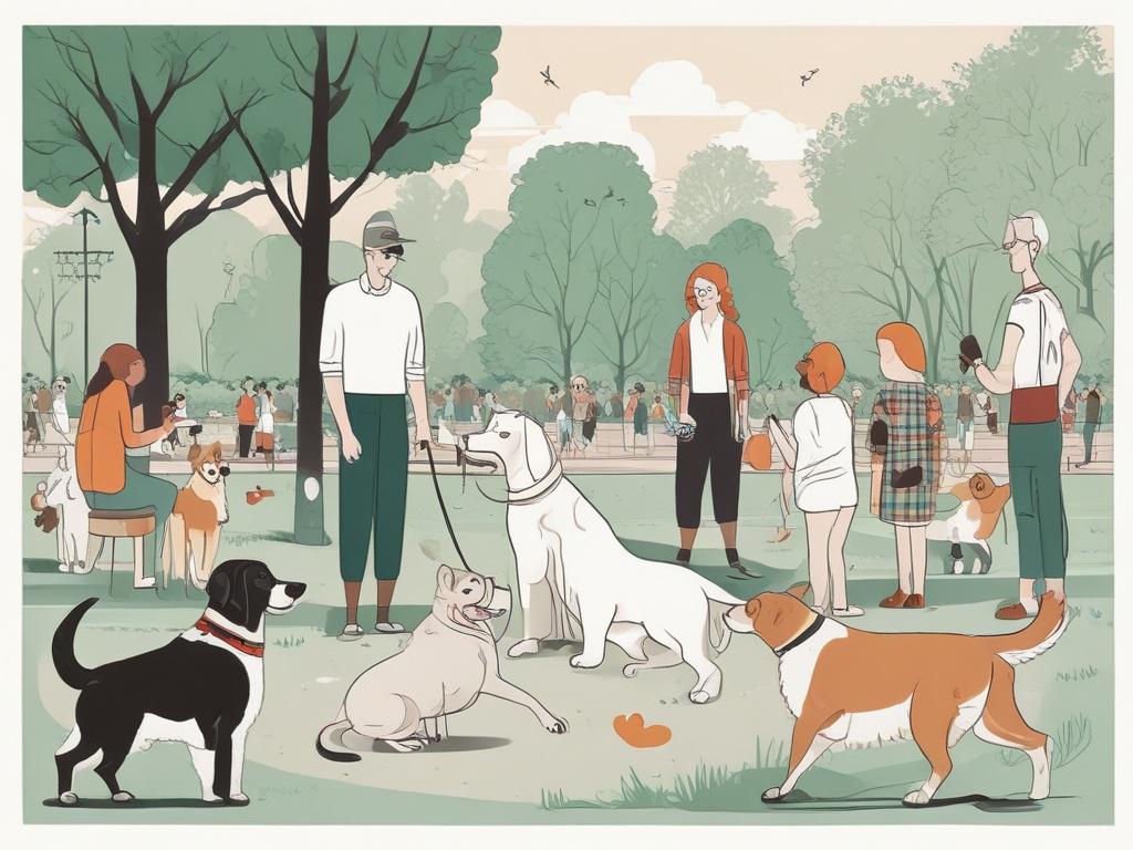 A vibrant community dog socialization event in a private park