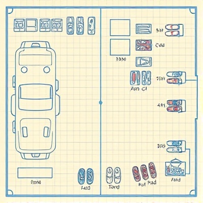 Extra-large setup layout with 7+ tables, 4+ clothes racks, 4+ shoe racks