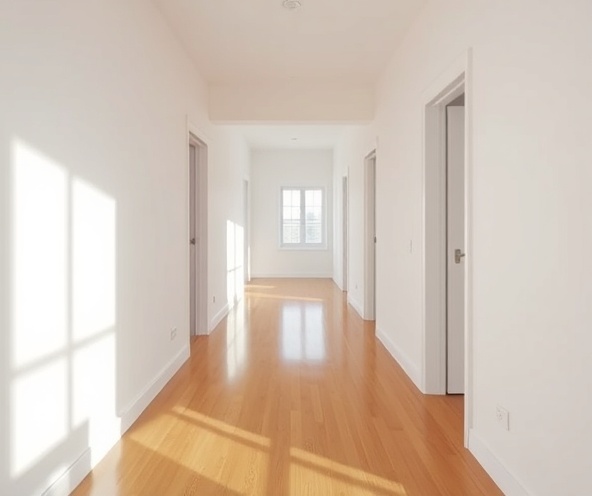 Clean modern apartment hallway