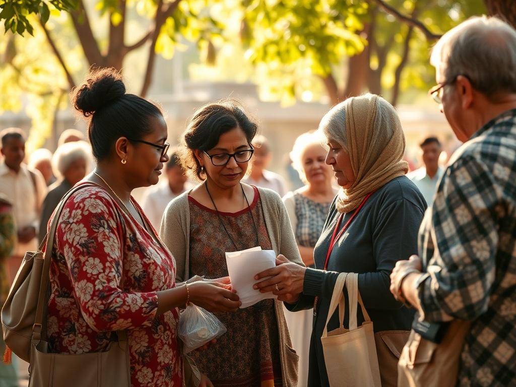 A community gathering showcasing a social welfare program in action