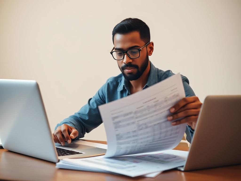 A close up shot of a confident person reviewing their