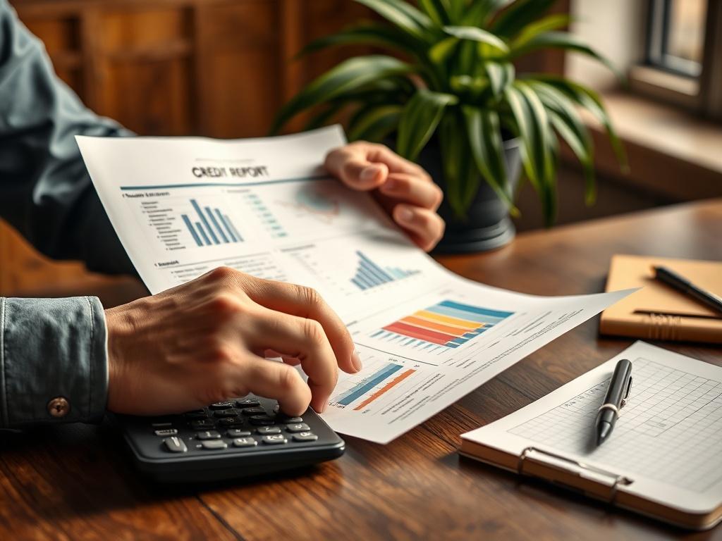 A close up shot of a person analyzing a credit