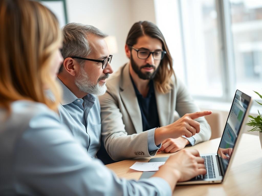 A close up image of a credit counselor discussing plans