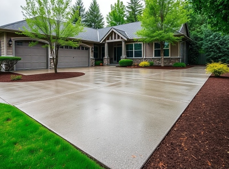 Clean finished residential concrete driveway in Portland Oregon