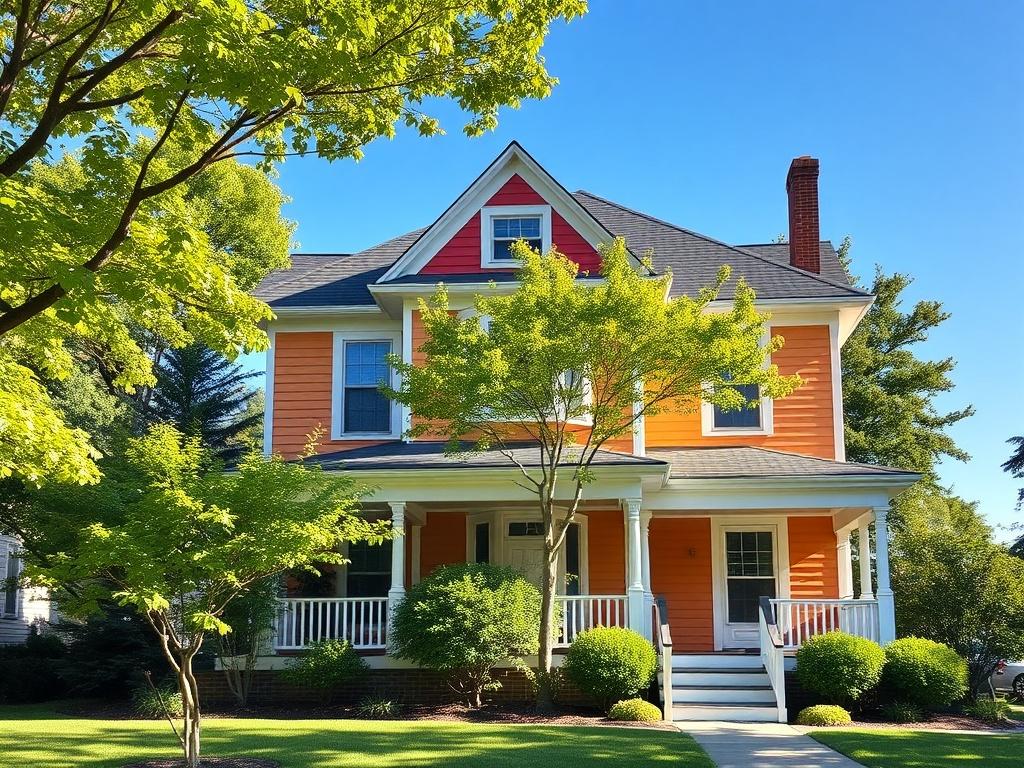 A beautifully painted exterior of a two story house showcasing